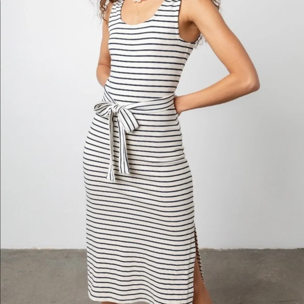 Nwt Dress Banana Republic Maxi Tank Dress Striped Midi Sleeveless Stretch Gray - Picture 5 of 14